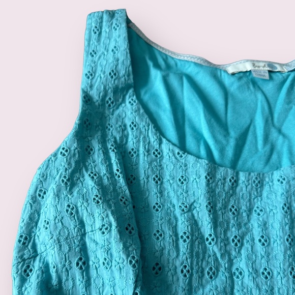 Women’s Boden Teal Eyelet Detail Modal Cotton Tank Dress Size 12 - Picture 5 of 10